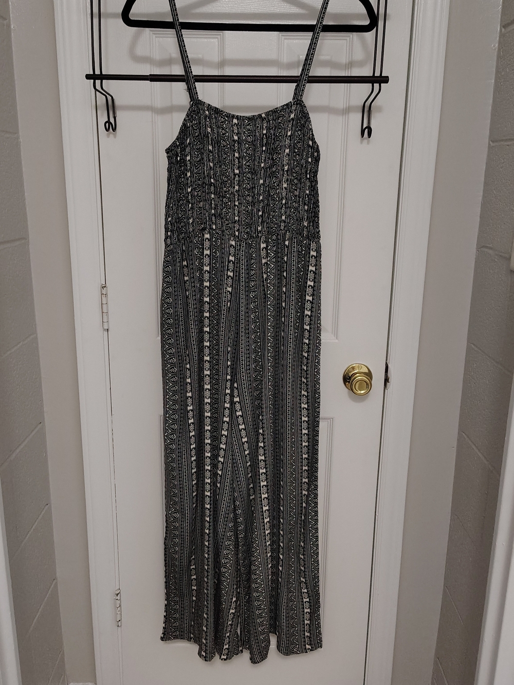 Striped Black and White Smocked Jumpsuit